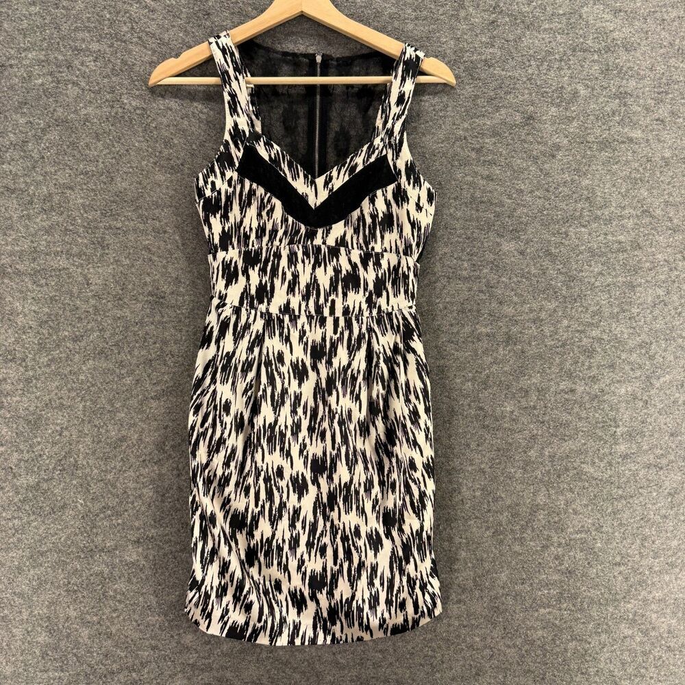 Walter Dress Women XS White Geometric Sheath Midi Zipper Sleeveless V-Neck